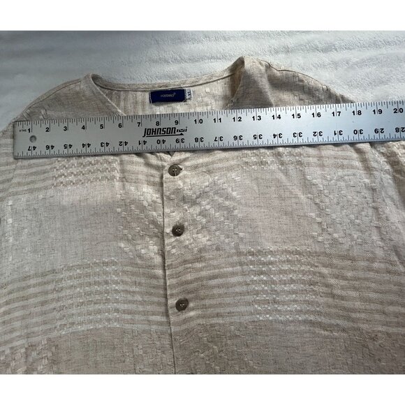 Positano Unisex XL Beige Woven Button-Up Long Sleeve Linen Cotton Lightweight - Picture 6 of 9